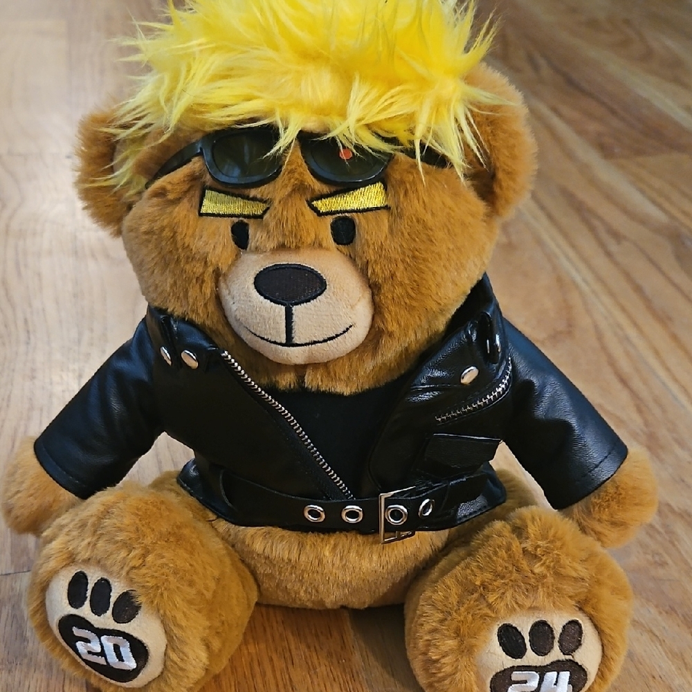 Trump Bear with Black Jacket and Yellow Hair
